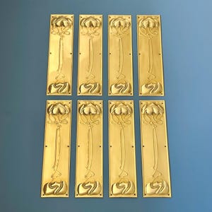 Brass Door Plates Finger Push Plate Art Nouveau Decorative Vintage Antique