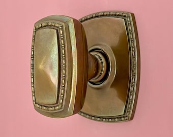 Pomo central eduardiano recuperado de latón extragrande para puerta de entrada, manija de agarre, imitación antigua decorativa