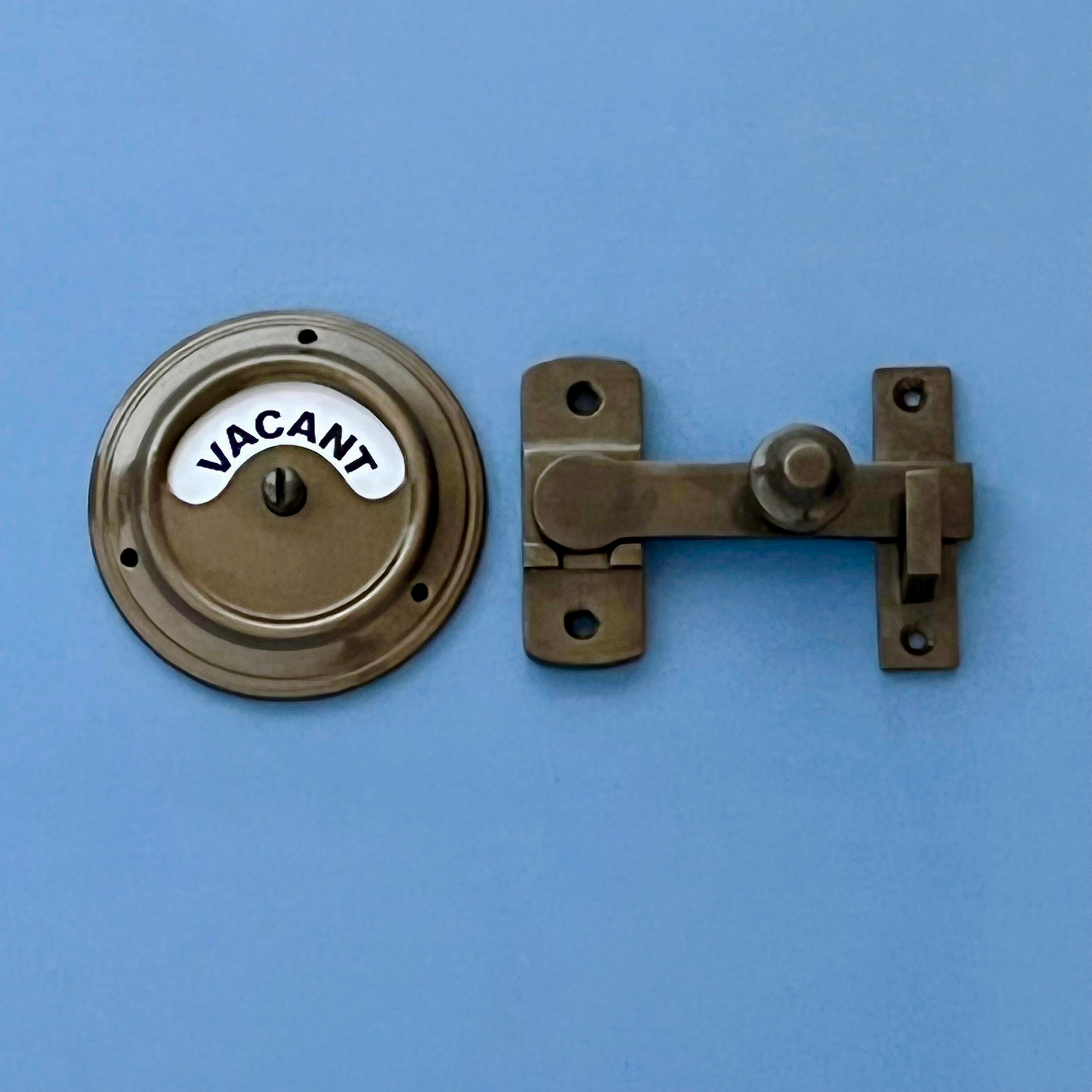 Antique Brass Vacant Engaged Toilet Bathroom Indicator Door Lock Bolt Vintage Occupied Washroom Restroom Changing Lavatory (MORE AVAILABLE)