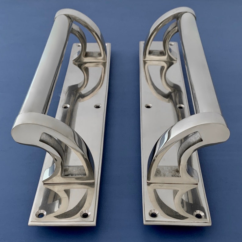 Pairs 13 Large Chrome Art Deco Door Pull Handles Grab Etsy Australia
