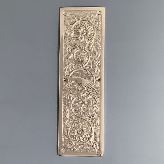 PAIR OF OLD ART DECO HEAVY BRASS DOOR PUSH PLATES