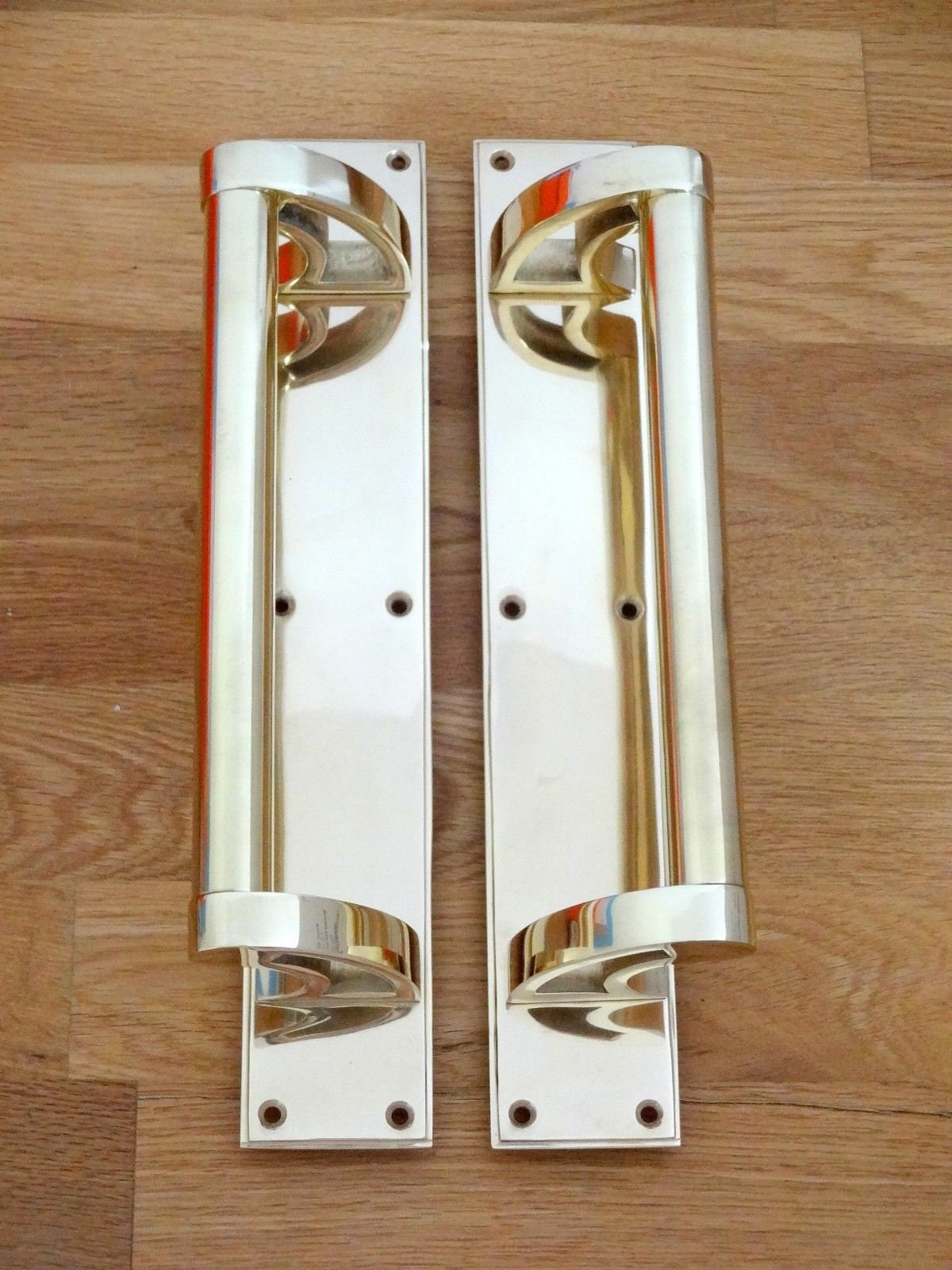 Pairs 13 Large Brass Art Deco Door Pull Handles Grab | Etsy