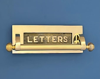 Manija de aldaba para puerta de entrada de buzón de latón grande de 10" recuperada (MÁS DISPONIBLES)
