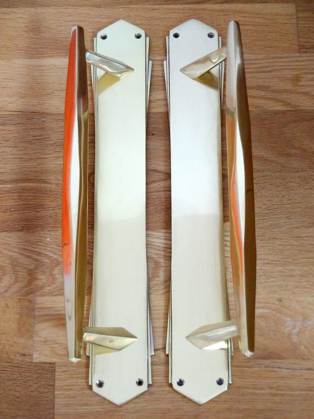 Pairs Large Brass Art Deco Door Pull Handles Grab 15 | Etsy