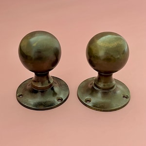 Pairs Reclaimed Brass Edwardian Decorative Door Handles Knobs Pull Furniture Mortice lock Vintage Antique Interior