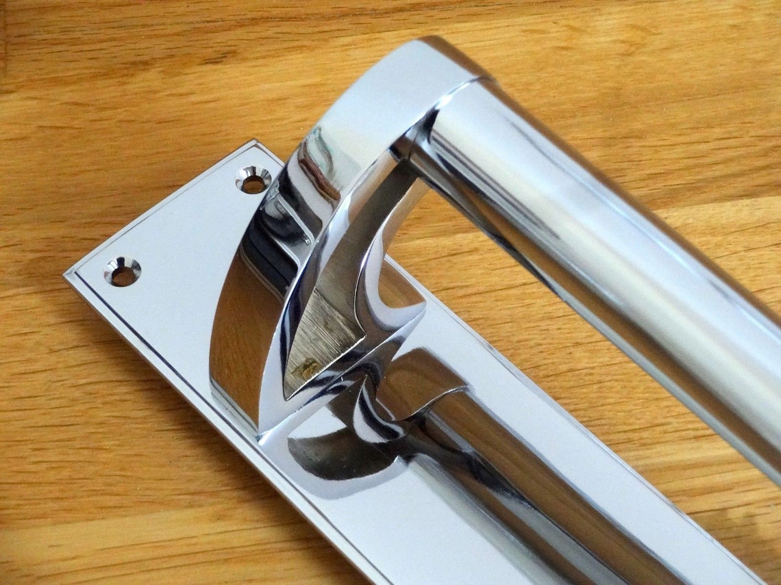 Pairs 13 Large Chrome Art Deco Door Pull Handles Grab - Etsy UK
