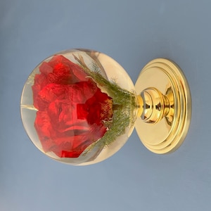 Duży mosiężny kwiat róży z odzysku, klamka do drzwi wejściowych, atrapa antyczna