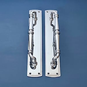 Pairs 15" Large Chrome Vintage Edwardian style Door Pull Handles Grab Hotel Cinema Main Theatre Entrance decorative antique furniture
