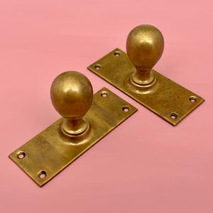 Pairs Reclaimed Brass Edwardian Decorative Door Handles Knobs Pull Furniture Mortice lock Vintage Antique Interior