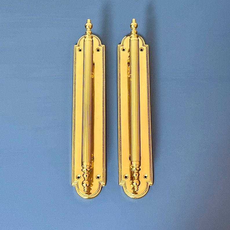 Large 12 Brass Vintage Style Door Pull Grab Handles Etsy