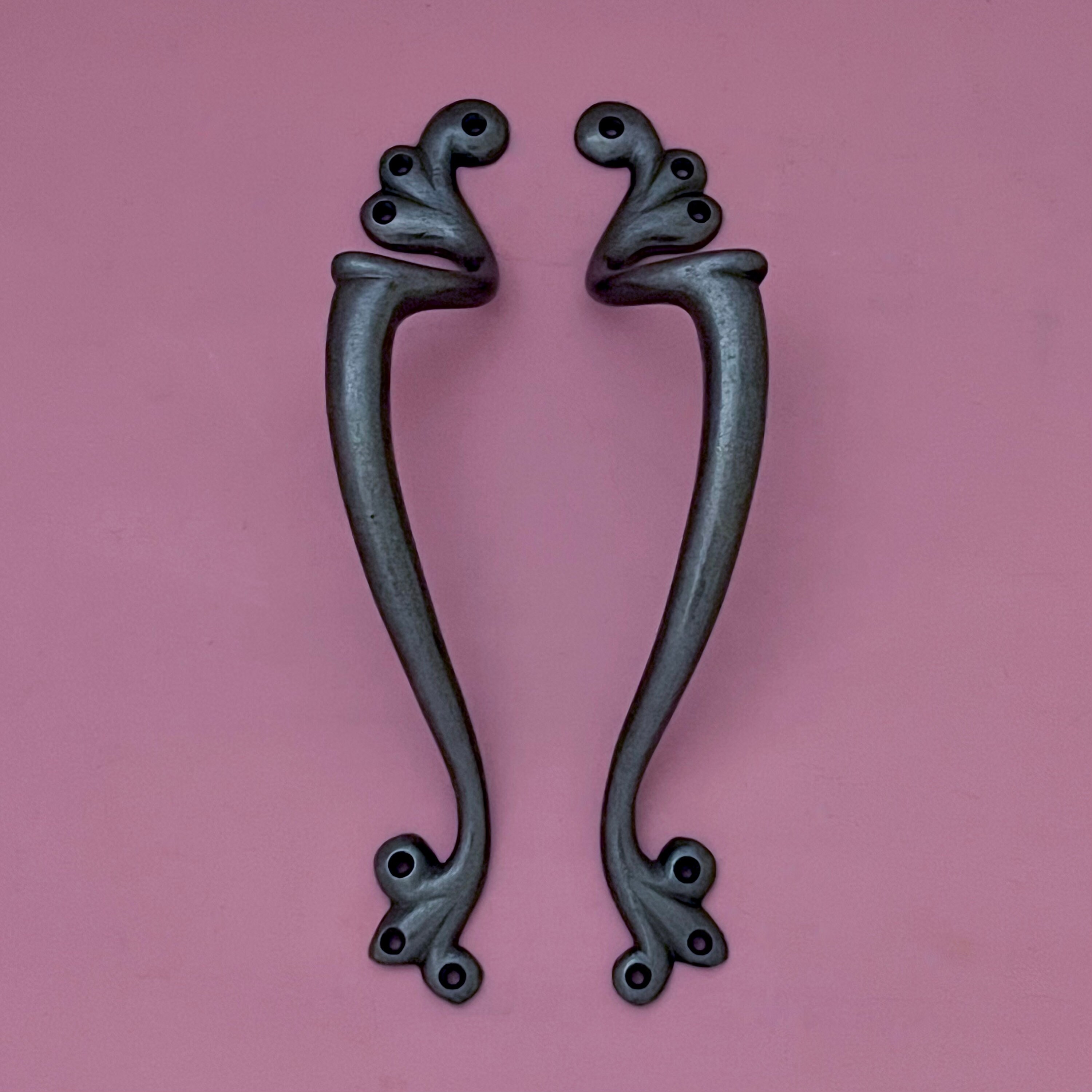 Large 11" Cast Iron Art Nouveau Door Pull Handles Grab Hotel Theatre Swing Slide Aged Main French vintage shop store pub (MORE AVAILABLE)