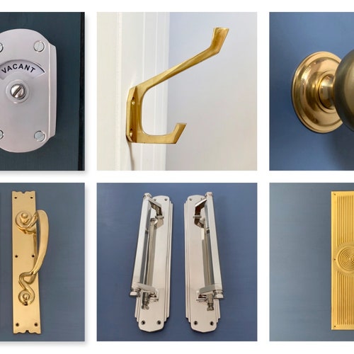 Vintage style indicator bathroom toilet shops vacant engaged brass lock bolt door latch occupied washroom restroom lavatory fitting room changing
