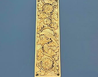 Brass finger door push plates arts crafts parrot plate vintage (MORE AVAILABLE)