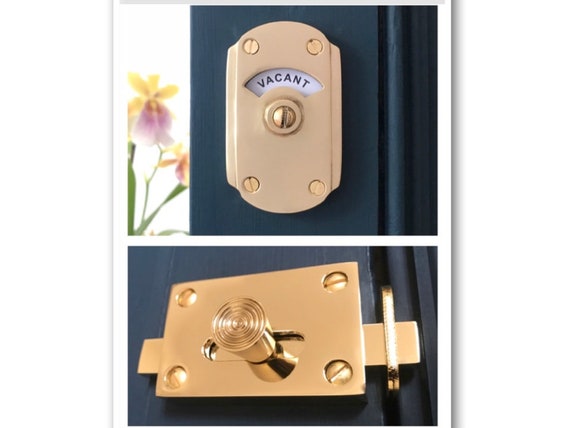 Vacant Engaged Brass Lock Bolt Indicator Bathroom Toilet Door Beehive  Handles Occupied Washroom Restroom Lavatory Room Changing Cubicle Loo 