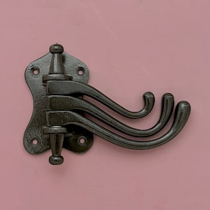 Cast Iron swivel triple multi coat hooks hook hangers Edwardian vintage