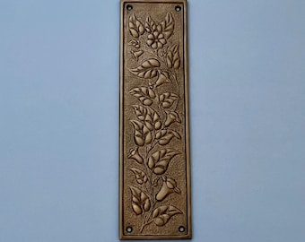 Antique brass finish finger door push plates arts crafts bluebell plate vintage (MORE AVAILABLE)
