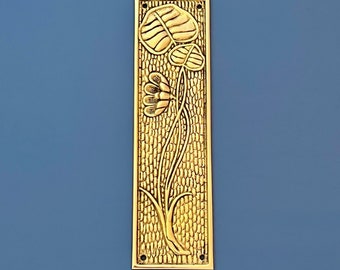 Brass finger door push plates arts crafts Lilly plate (MORE AVAILABLE)