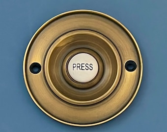 Large 3" Victorian Antique Brass Door Bell Push Button Front Furniture Fittings Vintage Round