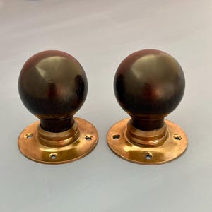 Pairs Reclaimed Ebony Brass Victorian Decorative Door Handles Knobs Pull Furniture Mortice lock Vintage Antique Interior
