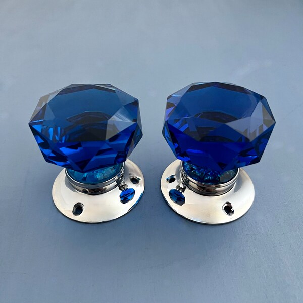 Blue Porcelain Knobs Etsy