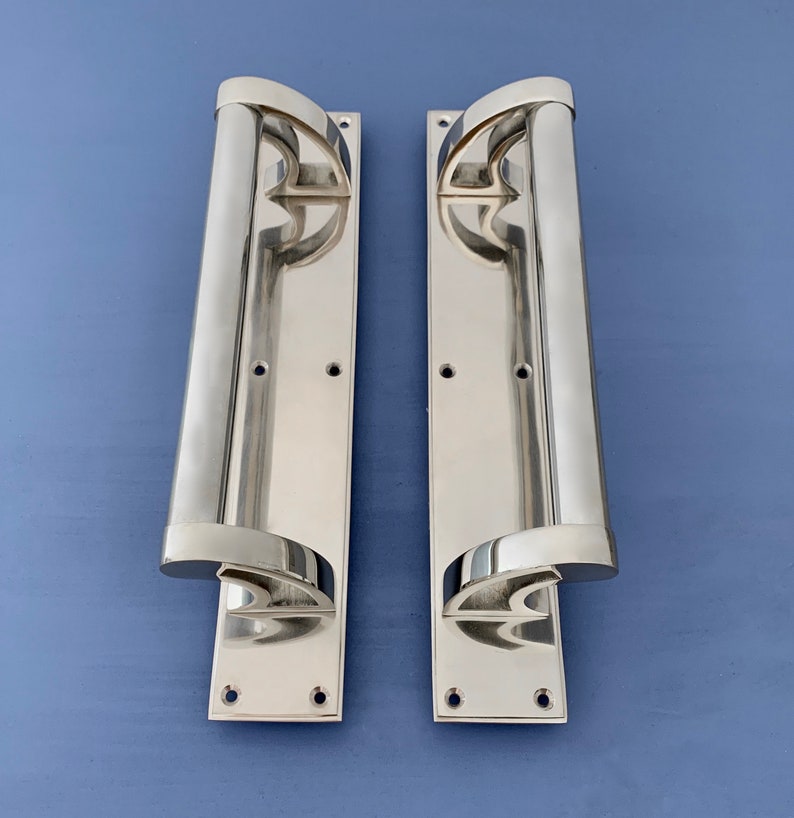 Pairs 13 Large Chrome Art Deco Door Pull Handles Grab Etsy Australia