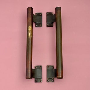 Large 13" Brass Antique Art Deco Door Pull Handles Grab Reclaimed Entrance Decorative Theatre