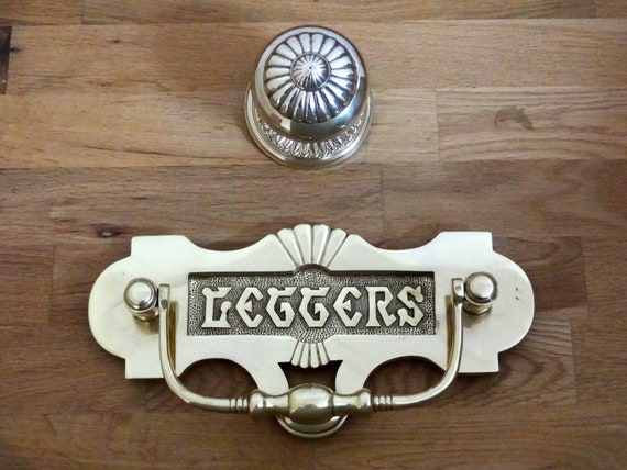 Large 12 Brass Letter Plate Matching Centre Knob Etsy