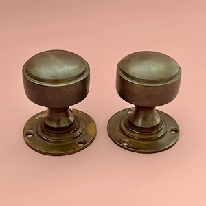 Pairs Brass Art Deco Antique Door Handles Knobs Pull Furniture Mortice Rim lock Vintage Reclaimed