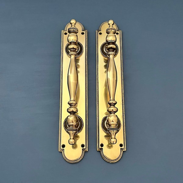 Large 12" Brass Vintage Style Door Pull Grab Handles Hotel Cinema Main Theatre Antique Entrance