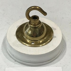 Messing Deckenhaken Lampe Kronleuchter Lichtwand Patras Holzhalterung hängende Kette antik alt