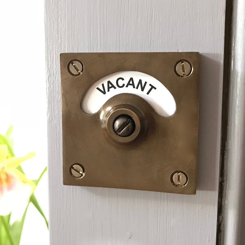 vacant engaged lock antique brass finish toilet bathroom indicator bolt