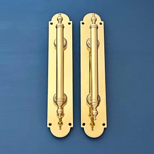 Large 14" Brass Edwardian Style Door Pull Handles Grab Reclaimed Hotel Cinema Main Theatre Antique Entrance