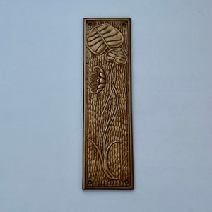 Antique brass finish finger door push plates arts crafts lily plate vintage (MORE AVAILABLE)