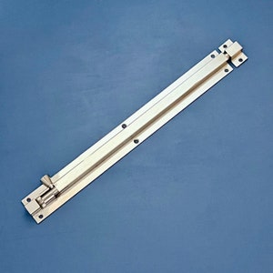 Old Stock Polished Nickel 12″ Door Slide Bolt Lock Large Heavy Duty Latch