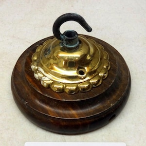 Brass ceiling hook lamp chandelier light wall Patras wooden mount hanging chain antique old