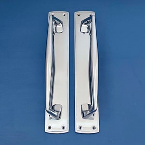 Pair 15" Large Chrome Vintage Antique Door Pull Handles Grab hotel theatre entrance antique Edwardian decorative furniture reclaimed