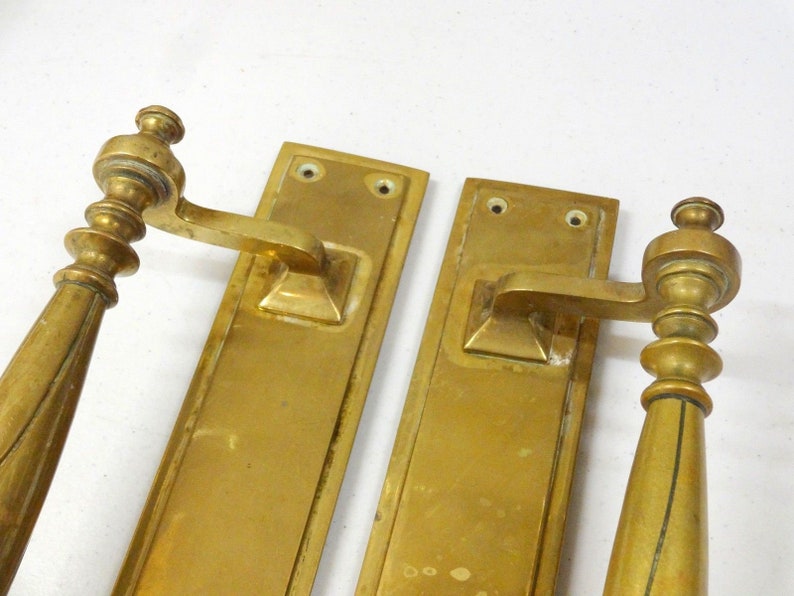 Large Brass Edwardian Door Pull Handles Grab Reclaimed Etsy