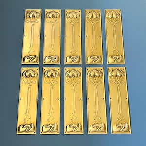 Brass Vintage Push Plates Door Finger Plate Decorative Art Nouveau Antique