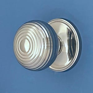 Large Polished Nickel Silver Beehive Centre Knob Pull Handle Front Door Grab Dummy Vintage