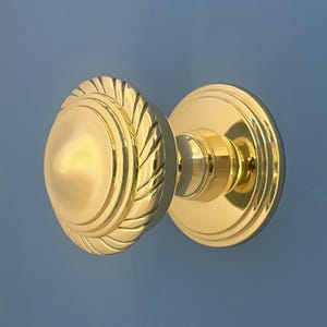 Large Brass Reclaimed Antique Georgian Centre Knob Handle Dummy Front Door Main