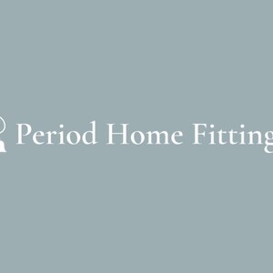May include: A white logo on a light blue background. The logo features a stylised bell with a winding rope and the text "Period Home Fittings".