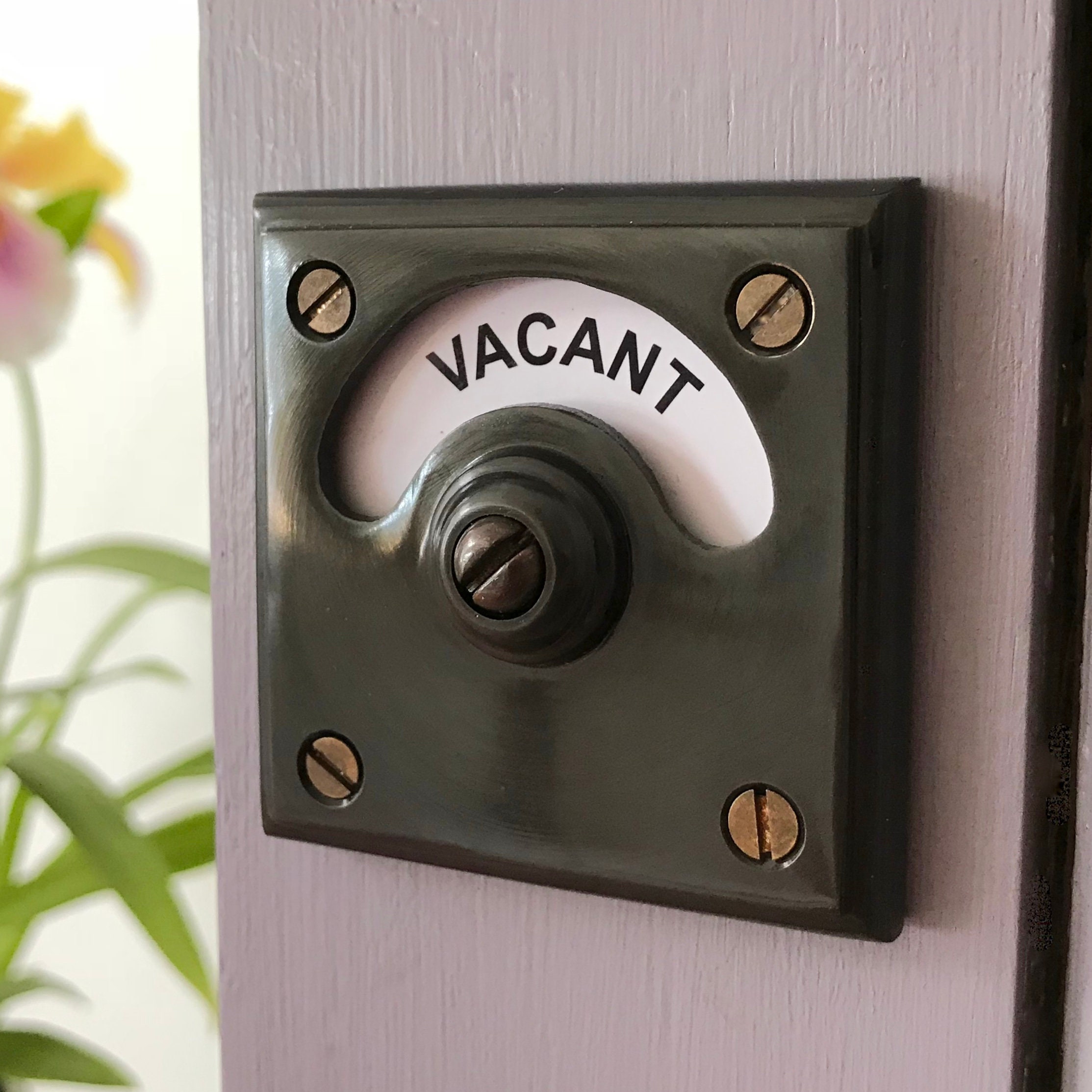 Vacant engaged lock antique brass finish toilet bathroom Etsy