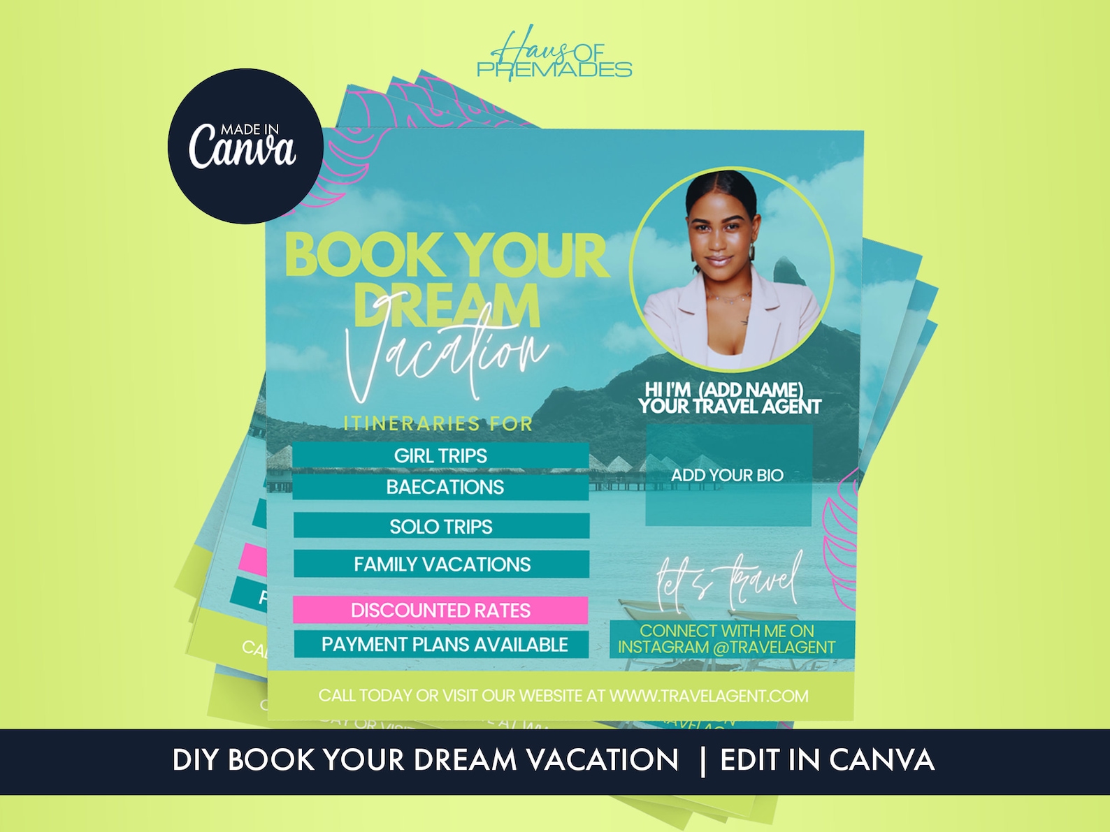 DIY Book Your Dream Vacation, Travel Agent Flyer, Dream Vacation