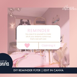 Mensagem de lembrete DIY, modelo Canva, mensagem de lembrete, folheto de mídia social