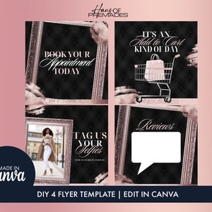 DIY Social Media-sjablonen, Tag ons in uw Selfies Flyer, Boek uw afspraak Flyer, Voeg toe aan winkelwagen Flyer, Recensies Flyer, Canva Flyers