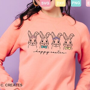 Happy Easter Bunnies SVG Cut Files for Vinyl Cutters, Easter Bunny Cute shirt ideas for Cricut Machines