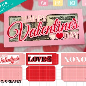 Valentinstag Geldhülle SVG Bundle. Cardstock Geldkarte svg
