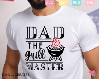 Papa der Grillmeister SVG | BBQ Vatertag Shirt Design | Cricut & Silhouette Schnittdatei | Grill King Sublimation PNG | Digitaler Download