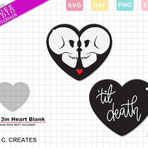 Til Death Heart Skulls SVG pour 3 pouces coeur Zindee Blank