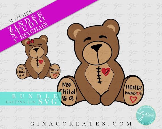 Download Heart Warrior Bear Svg Bundle Chd Svg Svg For 3 Inch Sitting Etsy